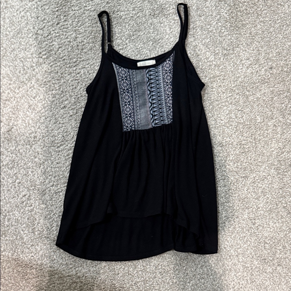 Altar'd State Black and Gray Embroidered Camisole High Low With Adjustable Strap